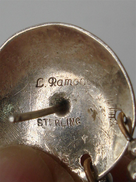 Vintage Navajo Sterling Silver Earrings with Pink Quartz by L. Raymone