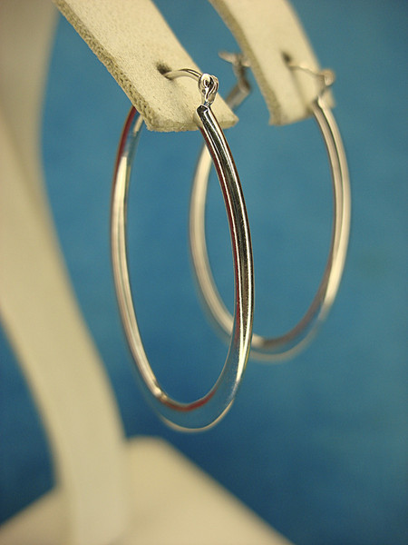 Elegant Sterling Silver Elongated Hoop Earrings (1 1/2