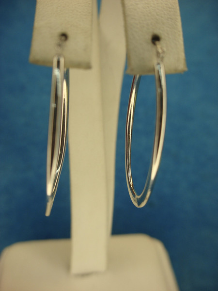 Elegant Sterling Silver Elongated Hoop Earrings (1 1/2