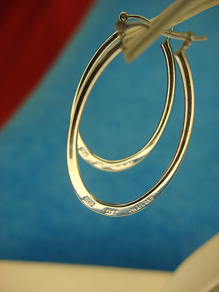 Elegant Sterling Silver Elongated Hoop Earrings (1 1/2
