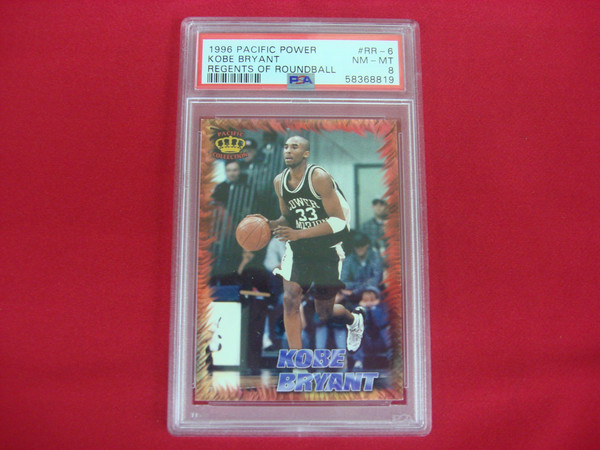 PSA 8 NM-MT Kobe Bryant 1996 Pacific Power Regents of Roundball RR-6 Basketball Card
