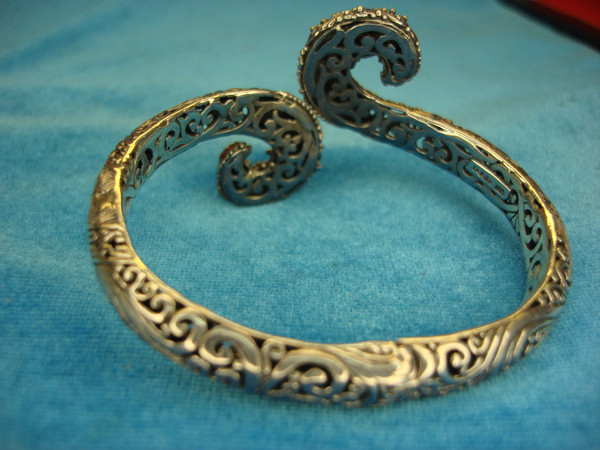 Sterling Silver Sarda Filigree Clampa Bracelet - 925 Silver Statement Piece