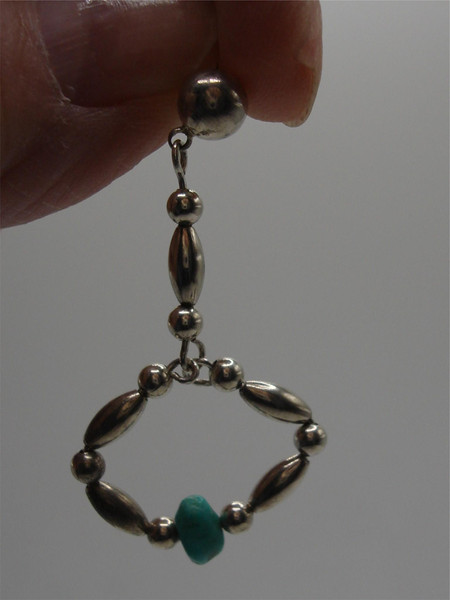 Vintage Native American Sterling Silver & Turquoise Beaded Earrings