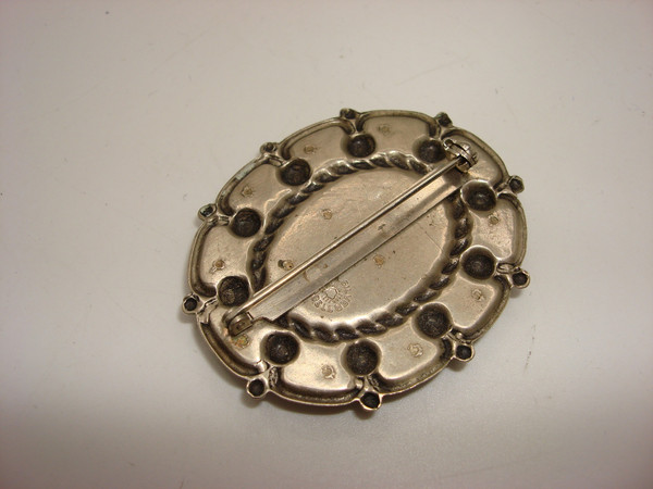 Vintage Bell Trading Turquoise Nickel Silver Pin & Brooch - Stunning Oval Design