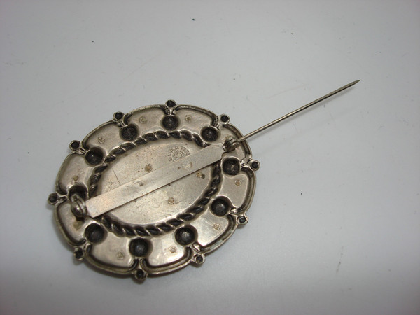 Vintage Bell Trading Turquoise Nickel Silver Pin & Brooch - Stunning Oval Design