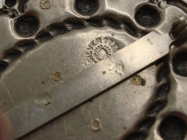 Vintage Bell Trading Turquoise Nickel Silver Pin & Brooch - Stunning Oval Design