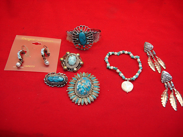 Estate Southwest Style Jewelry Lot: Earrings, Bracelets & Pins