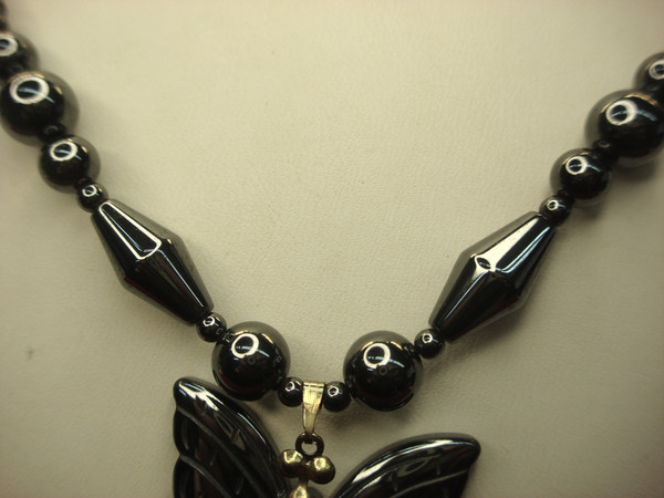 Handmade Hematite Butterfly Necklace | 17