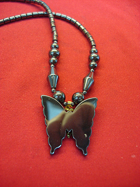 Handmade Hematite Butterfly Necklace | 17