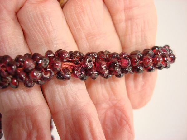 Vintage Garnet Bead Cluster Necklace - Estate Find (24in, Re-stringable)