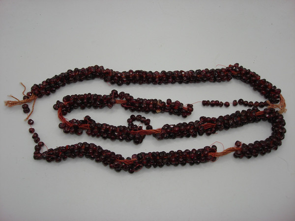 Vintage Garnet Bead Cluster Necklace - Estate Find (24in, Re-stringable)