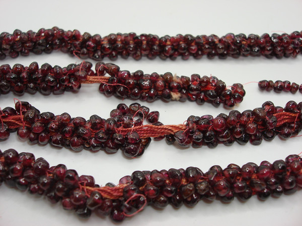 Vintage Garnet Bead Cluster Necklace - Estate Find (24in, Re-stringable)