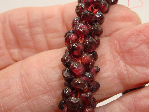 Vintage Garnet Bead Cluster Necklace - Estate Find (24in, Re-stringable)