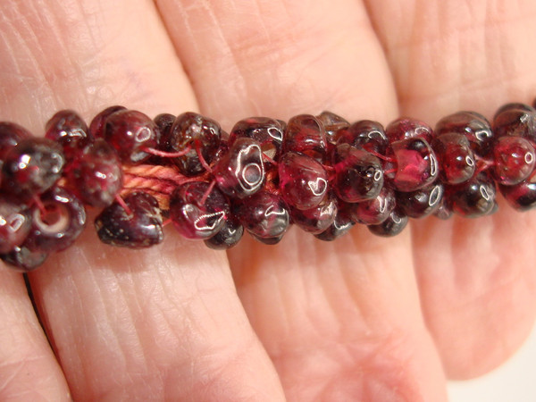 Vintage Garnet Bead Cluster Necklace - Estate Find (24in, Re-stringable)