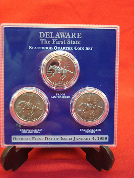 1999 Delaware & Pennsylvania State Quarters Proof Set (P, D, S) - Encapsulated Coins