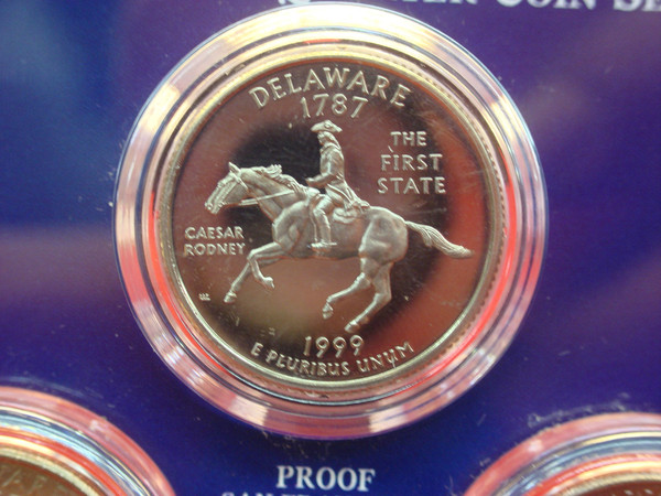 1999 Delaware & Pennsylvania State Quarters Proof Set (P, D, S) - Encapsulated Coins
