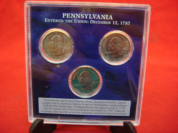 1999 Delaware & Pennsylvania State Quarters Proof Set (P, D, S) - Encapsulated Coins