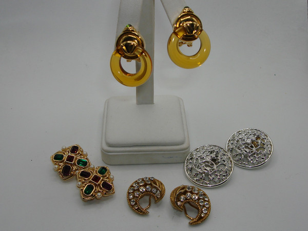 ✨ Vintage 1980s Clip-On Earrings Set of 4 | Minty Estate Find! Silver, Gold Tone & Rhinestone Styles