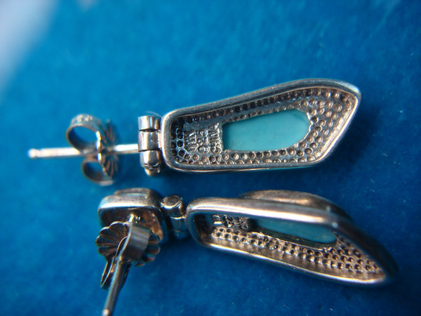 Sterling Silver Dangle Earrings with Faux Turquoise - Petite & Elegant