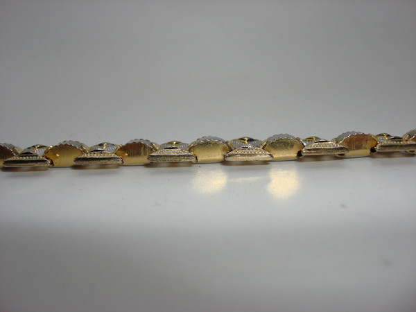 Vintage Spain Damascus Mother of Pearl Bracelet | Gold Tone, 6 3/4