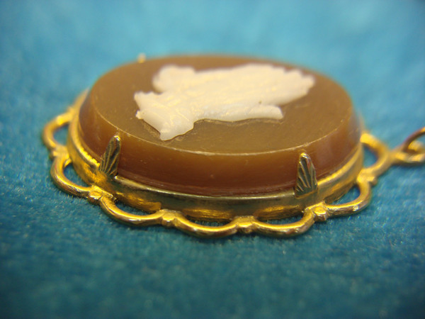 Vintage Gold Tone Praying Hands Lucite Pendant Charm - 1.25