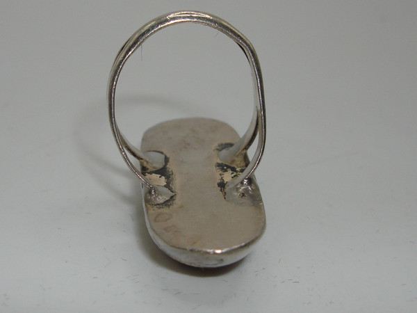 Vintage Navajo Sterling Silver Shadow Box Coral Ring, Size 4.5