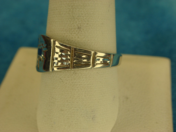 Sterling Silver Jerusalem Cross Ring - Men's Size 10 1/4, Purple Enamel, Pre-Owned Excellent Condition