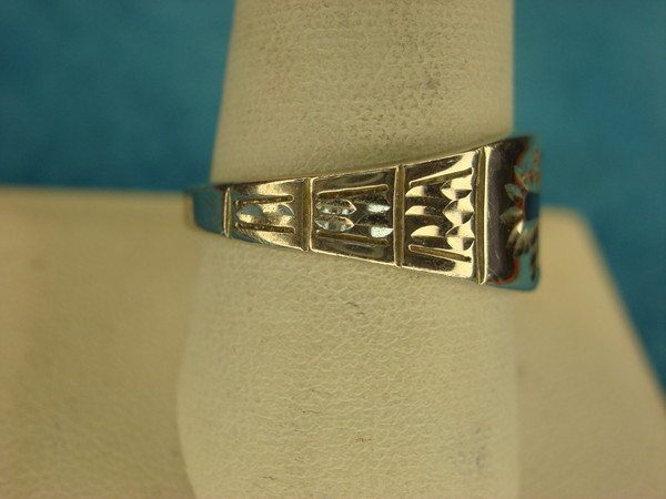 Sterling Silver Jerusalem Cross Ring - Men's Size 10 1/4, Purple Enamel, Pre-Owned Excellent Condition