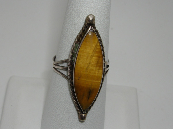 Vintage Mexico Sterling Silver Tiger's Eye Ring | Size 8