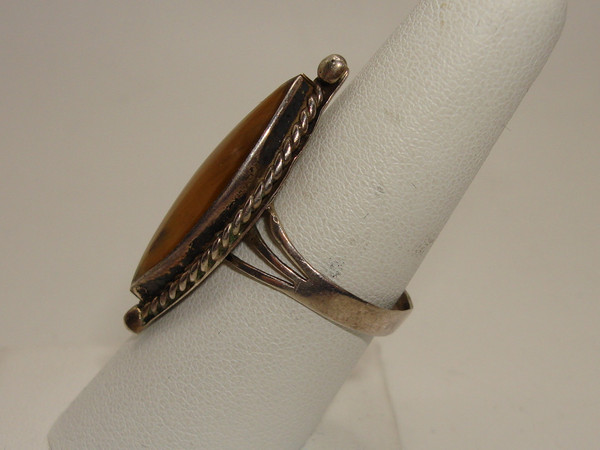 Vintage Mexico Sterling Silver Tiger's Eye Ring | Size 8