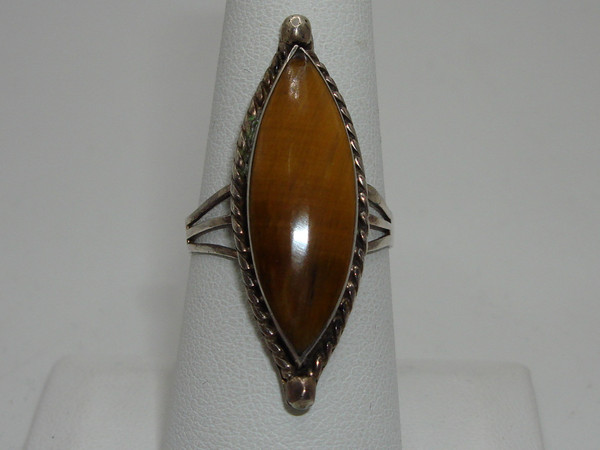 Vintage Mexico Sterling Silver Tiger's Eye Ring | Size 8