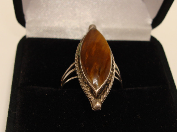 Vintage Mexico Sterling Silver Tiger's Eye Ring | Size 8