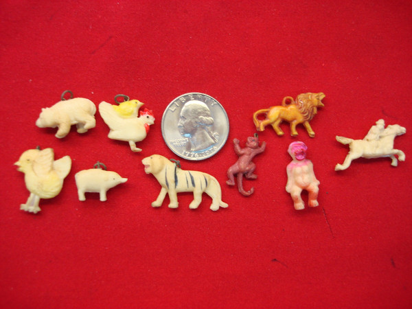 Vintage Celluloid Animal Figures - 9 Piece Lot (1940s) - Cracker Jack Prizes