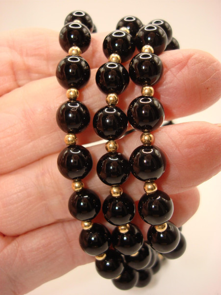 Luxurious 14K Gold Onyx Necklace & Earrings Set - Stunning Statement Jewelry