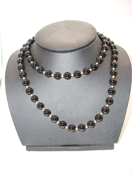 Luxurious 14K Gold Onyx Necklace & Earrings Set - Stunning Statement Jewelry