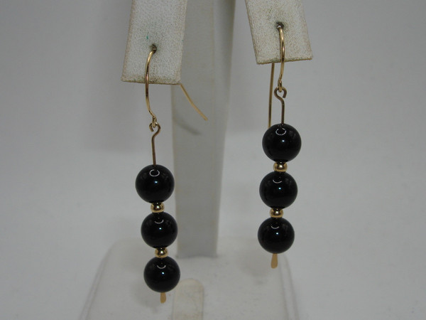 Luxurious 14K Gold Onyx Necklace & Earrings Set - Stunning Statement Jewelry