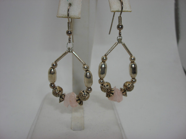 Vintage Southwestern Silver & Rose Quartz Jewelry Set: Necklace, Bracelet & Earrings