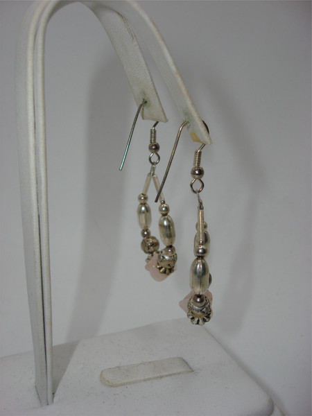 Vintage Southwestern Silver & Rose Quartz Jewelry Set: Necklace, Bracelet & Earrings