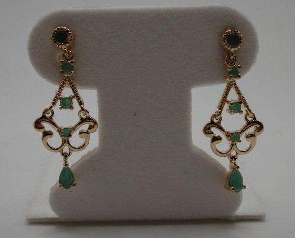 Vintage Gold Vermeil Sterling Silver Emerald Dangle Earrings (1/2ctw) - Mint Condition