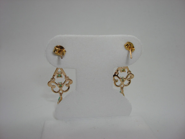 Vintage Gold Vermeil Sterling Silver Emerald Dangle Earrings (1/2ctw) - Mint Condition
