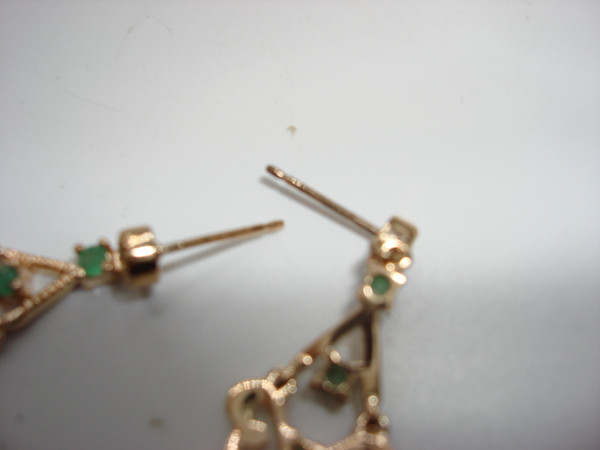 Vintage Gold Vermeil Sterling Silver Emerald Dangle Earrings (1/2ctw) - Mint Condition
