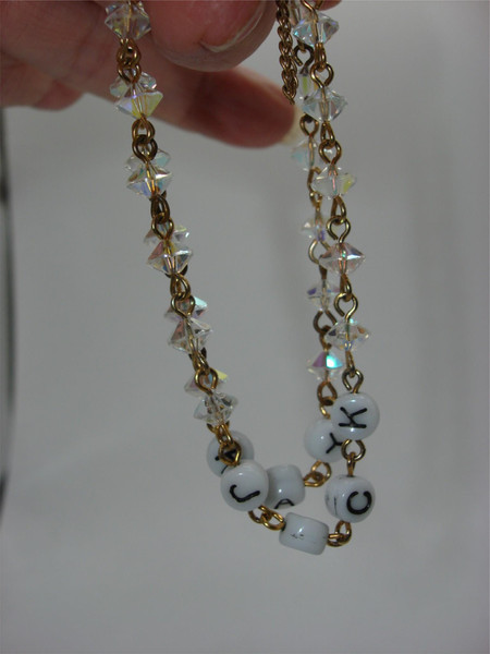 Vintage AB Crystal & Name Beads Bracelet 'Kay & Jack' - Personalized Gift