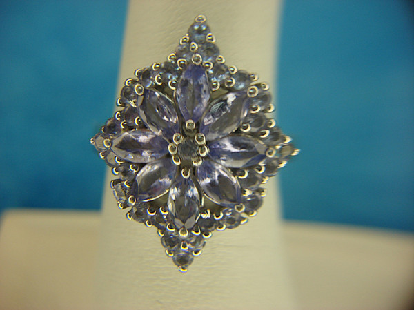 Sterling Silver Purple Stone Ring - Marquise Cut, Size 7 1/4