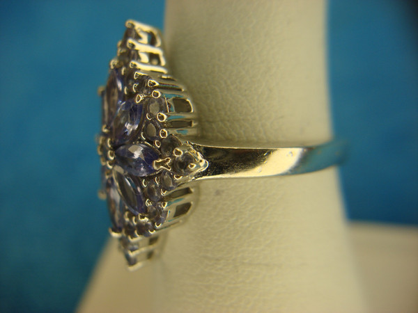 Sterling Silver Purple Stone Ring - Marquise Cut, Size 7 1/4