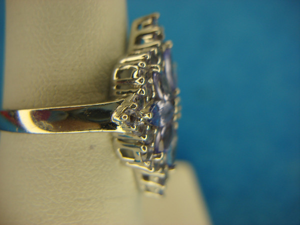 Sterling Silver Purple Stone Ring - Marquise Cut, Size 7 1/4