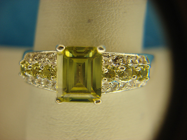 Sterling Silver Citrine Ring with Accented Stones - Size 10 1/4