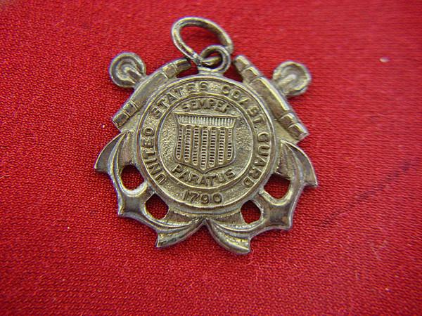 Vintage US Coast Guard Sterling Silver Charm/Pendant - Semper Paratus, Cross-Anchor Design