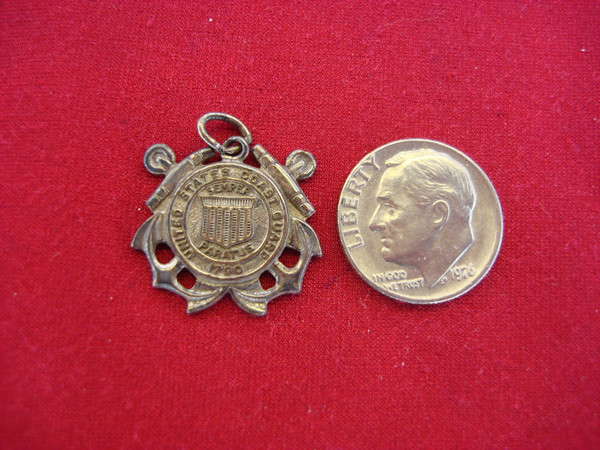 Vintage US Coast Guard Sterling Silver Charm/Pendant - Semper Paratus, Cross-Anchor Design