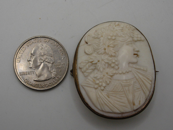 Antique 1890s Bacchante Cameo Brooch in Carved White Coral - Estate Find