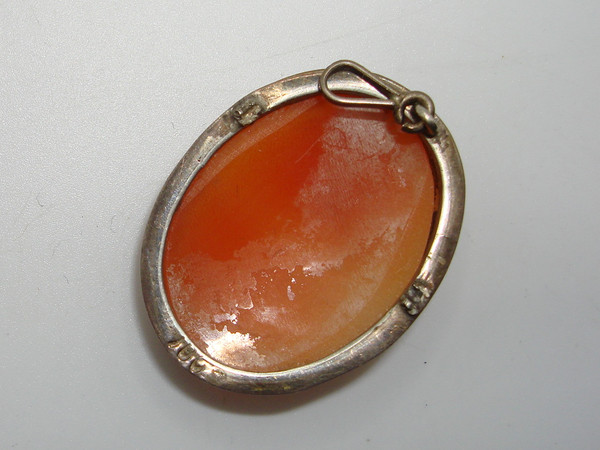 Vintage 900 Silver Carved Shell Cameo Pendant - Elegant Lady Portrait